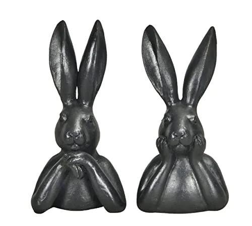 putziger origineller Kleiner Osterhase als Büste schwarz leicht glänzend im 2-er Set