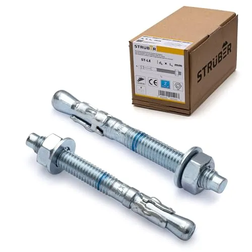 STRÜBER Schwerlastanker verzinkt (M16x120mm / 50 Stück) - Bolzenanker in Industriequalität - Keilanker aus verzinktem Stahl - Schwerlastdübel - Ankerbolzen - Stahlanker