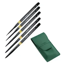 Mairtini Pinsel TravelMate Set – 5 Pinsel (Größe 0 / 1 / 2 / 4 / 6), (5 St), mit eleganter grüner Aufbewahrungstasche - Detailpinsel für Aquarell