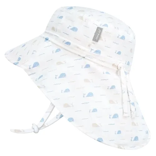 Jan & Jul Jungen Baumwoll-Sonnenhut mit Nackenschutz, 50+ UPF für Babys und Kleinkinder (M: 6-24 Monate, Walgeschichten)