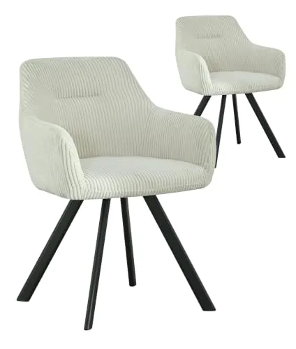 B&D home® Esszimmerstühle Cyrus 2er-Set – Modernes Design in Hellgrau mit Armlehnen