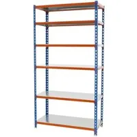 Proregal Schwerlastregal Gelb, 100x250x40 cm - Stabiles Metallsteckregal mit 6 verstellbaren Böden, Traglast 180kg pro Ebene. Ideal für Werkstatt und Lager, schneller Aufbau in nur 10-15 Minuten.