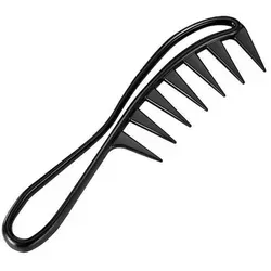 Lockenkamm breite Zähne antistatisch Schwarz 19 x 6cm - Vielseitiger Lockenkamm für trockenes und nasses Haar. Antistatische Eigenschaften reduzieren Elektrizität und das Haifischzahn-Design minimiert Haarbruch. Robuster PP-Kunststoff sorgt für Langlebigkeit und angenehme Handhabung.