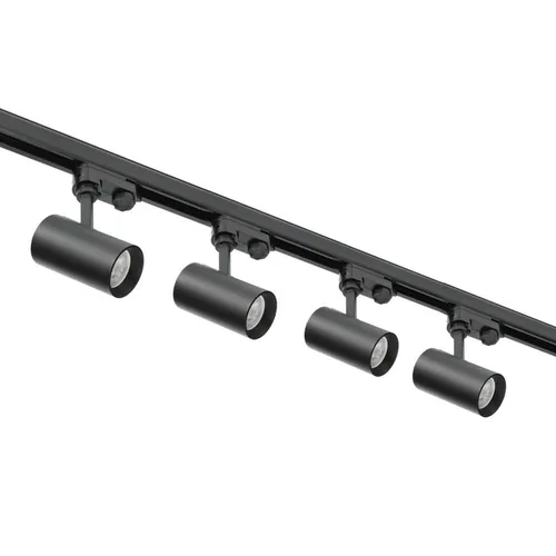 Schienensystem Komplett 4x Spots und 2m Schiene +Stromversorgung +Kappe SCHWARZ
