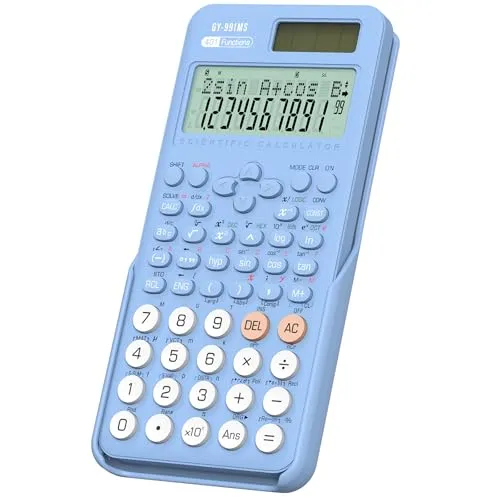 ROATEE Blau Wissenschaftlicher Taschenrechner für Studenten, wissenschaftlicher Taschenrechner mit 2-zeiligem Display und 401 Funktionen, Tischrechner für Mathematik für Schule, Büro