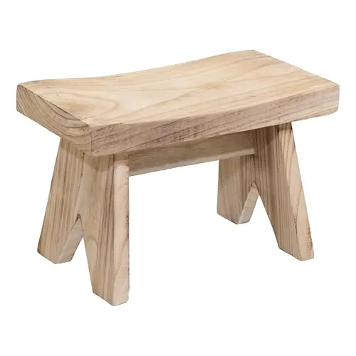 Spetebo Holz Blumenbank Natur rechteckig - 40 x 25 cm - Gartenhocker aus massivem Echtholz, ideal zur stilvollen Präsentation von Topfpflanzen auf Balkon oder im Garten. Robust und einzigartig durch natürliche Maserungen.