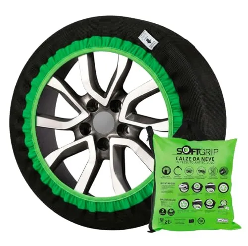 Magazzini GM Softgrip Schneesocken aus rutschfestem Stoff, europäische Zulassung EN 16662-1, einfache und schnelle Montage, Maße für alle Reifen (Gruppe, 4)
