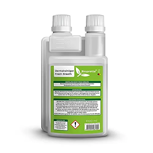 Biopretta Dentalreiniger mit Dosierhilfe Entfernt Belägen und Verfärbungen - für Gebisse, Prothesen, Zahnersatz & Zahnspangen (1000ml)