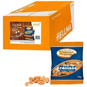 Hellma Geröstete Erdnüsse 100 Stück à 25 g - Nüsse & Trockenfrüchte - Knusprige, geröstete Erdnüsse in praktischen 25 g Portionen, perfekt für den Snack unterwegs oder als Partybegleiter.