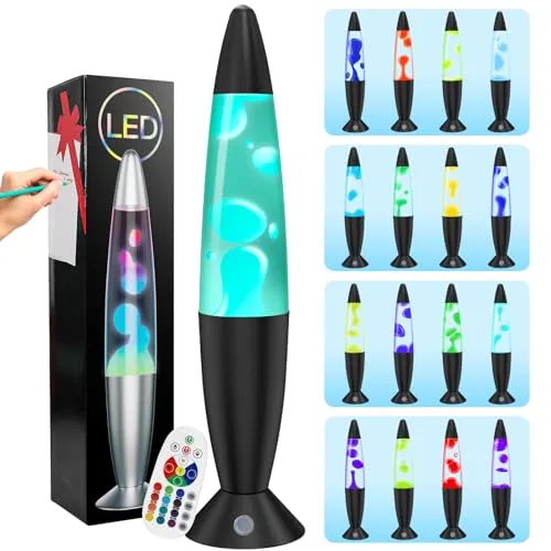 FBSPORT Lavalampe Kinder Lava Lampen, 17 Farbwechselnde Lampe, LED Nachtlicht, Nachttischlampe, Entspannende Wohnraumdekoration, Wohnzimmer, Bürolampe für Erwachsene, Teenager, Kinder
