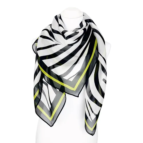 TINITEX Seidentuch Halstuch Zebra grün 110x110 cm - Elegantes Seidentuch im Zebra-Design, ideal für jeden Anlass. Vielseitig einsetzbar als Halstuch oder Kopftuch, ergänzt Ihr Outfit stilvoll.