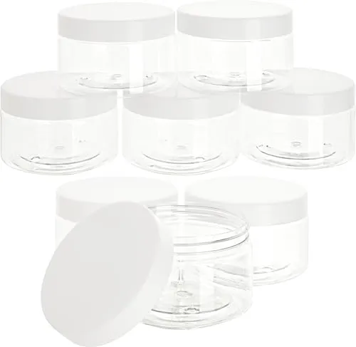 VBS Kunststoff-Glas mit Schraubdeckel, Ø 9 cm, 8 Stk., transparent, verschließbar, praktisch, Set für Aufbewahrung