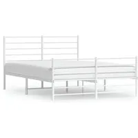 Bettgestell mit Kopf- und Fußteil in Weiß 150x200 cm - Stabiles Metallbettgestell mit elegantem Design, zusätzlichem Stauraum und praktischem Kopf- und Fußteil für optimalen Komfort. Ideal für ein modernes Schlafzimmer.