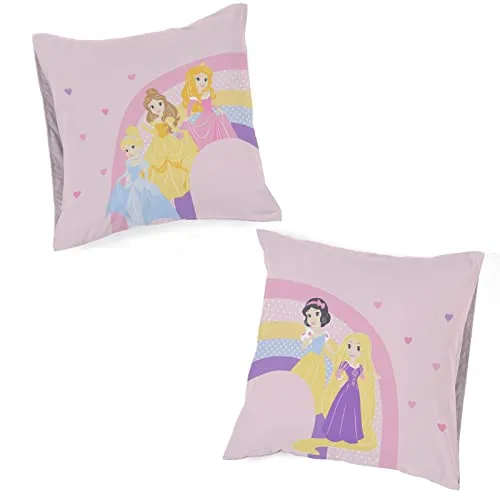Jay Franco Disney Prinzessin Cut Paper 100% Baumwolle Kissenbezüge im 2er-Set 80x80 cm