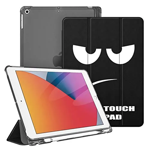Fintie Hülle für iPad 9. Generation 2021/8. Gen 2020/7. Gen 2019 10.2 Zoll mit Stifthalter, ultradünne leichte Schutzhülle mit transparenter Rückseite und Auto Schlaf/Wach Funktion, Don't Touch