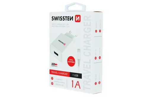 SWISSTEN Reiseladegerät 1 A mit 1,2 m Lightning-Kabel
