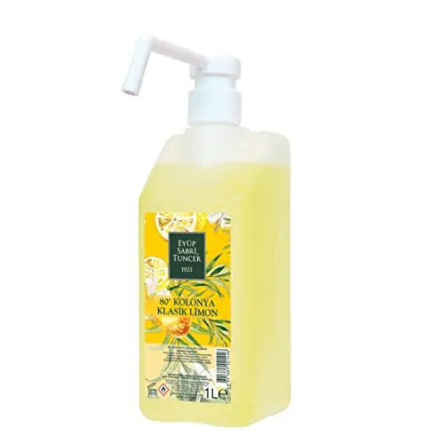 Eyüp Sabri Tuncer Kolonya Zitrone 1 L 80° Spray - Erfrischendes Eau de Cologne im praktischen Sprayformat, ideal für die ganze Familie. Mit einem spritzigen Zitrusduft, perfekt für den täglichen Gebrauch.