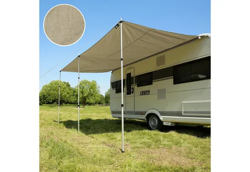 yourGEAR Sonnensegel - Caravan Tarp TC 300 x 240 - Sonnensegel für Wohnwagen aus hochwertigem Baumwollmischgewebe, wasserdicht und mit UV-Schutz 50+. Inklusive 3 stabiler Teleskopstangen für einfachen Aufbau und optimalen Schutz beim Camping.