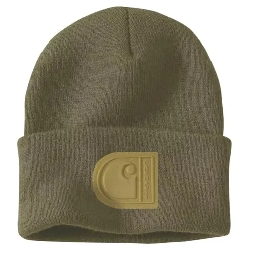 Carhartt Herren Strickmütze mit Bündchen C Patch, Dunkelbronzefarbenes Grün - Stylische Strickmütze mit charakteristischem Logopatch, ideal für den täglichen Gebrauch und hält warm in der kalten Jahreszeit.
