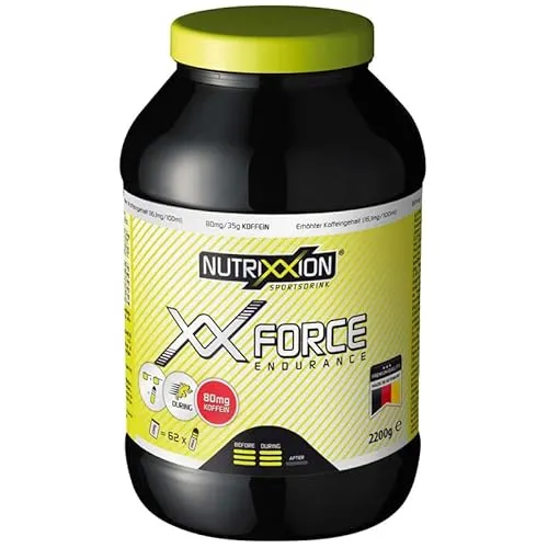 NUTRIXXION® High Energy Drink Endurance - 2200g - Verzweigtkettige Aminosäuren (BCAA) für Sportler, 80mg Koffein pro Portion für maximale Energie und Konzentration während des Trainings, laktose- und glutenfrei.