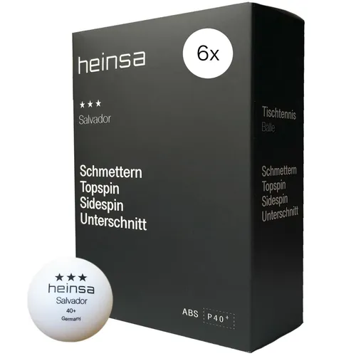 Tischtennisbälle 3 Sterne 6 Stück Farbe Weiß ABS 40+ SALVADOR von heinsa in Box