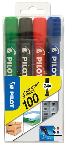 PILOT Permanent Marker 100 Rundspitze 4er Etui