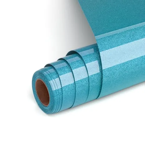 Plotterfolie Textil Glitzer Blau, Flexfolie Plotter Textil 30.5x182cm Transferfolie Plotter Flexfolie für Cricut und Silhouette Cameo,Blau Heat Transfer Viny Plotterfolie für Kleidung, Mützen