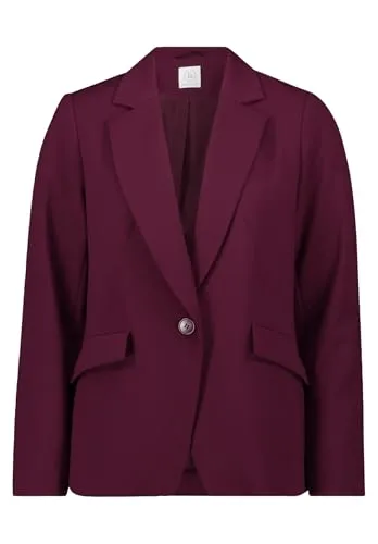 BETTY & CO Damen Kurzblazer mit Taschen - Eleganter Kurzblazer in Dark Aubergine, leicht tailliert und mit praktischen Pattentaschen, perfekt für Business und Freizeit.