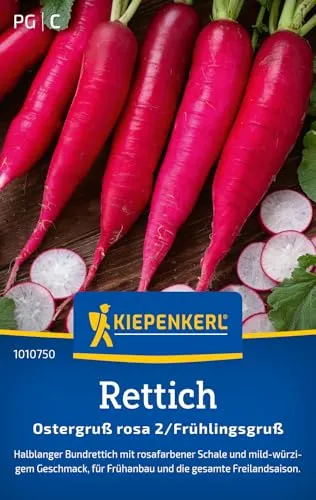 Kiepenkerl Rettichsamen Ostergruß rosa 2/Frühlingsgruß 1010750 - Frühanbau - rosafarbene Schale - mild-würzig - Saatgut, Samen Gemüse, Pflanzensamen