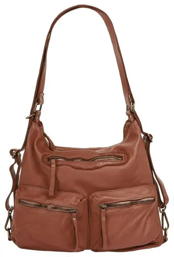 Shopper SAMANTHA LOOK, Vintage Leder Tasche, Braun - Handtaschen im Vintage-Look aus 100% Rindleder, Made in Italy. Die geräumige Tasche kann als Shopper oder Rucksack getragen werden und bietet praktische Fächer für optimale Organisation.