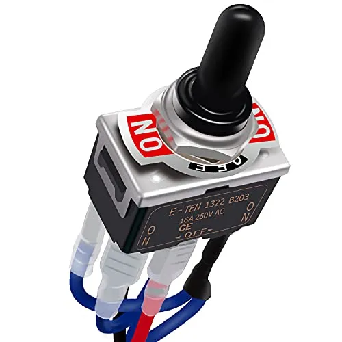 Taiss/Wasserdichter Latching Umpolungsschalter 12V 10A DC-Motorsteuerung 6-poliger 3-Positionen EIN/Aus/EIN Metall-DPDT-Kippschalter mit wasserdichter Kappe und 21-mm-Leitungen E-TEN-1322-DMX