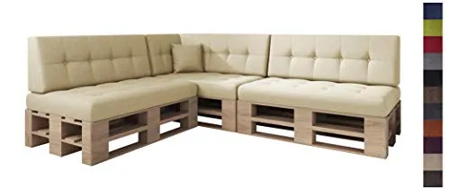 sunnypillow Palettenkissen Kaltschaum 8er Set Ecru in beige von sunnypillow