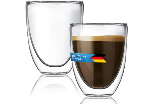 Dimono Espressoglas DIMONO Espressoglas Doppelwand 80ml–Thermoeffekt & Schwebeeffekt Glas, 2-tlg., Borosilikatglas, Espressotasse