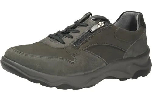 Waldläufer H-MAX Herrenschuhe - Bequeme Schnürhalbschuhe in Dunkelgrau - Schnürer für Herren, gefertigt aus hochwertigem Nubukleder mit herausnehmbarem Komfortfußbett. Ideal für breitere Füße und bietet eine dämpfende Luftpolstersohle für ermüdungsfreies Gehen.