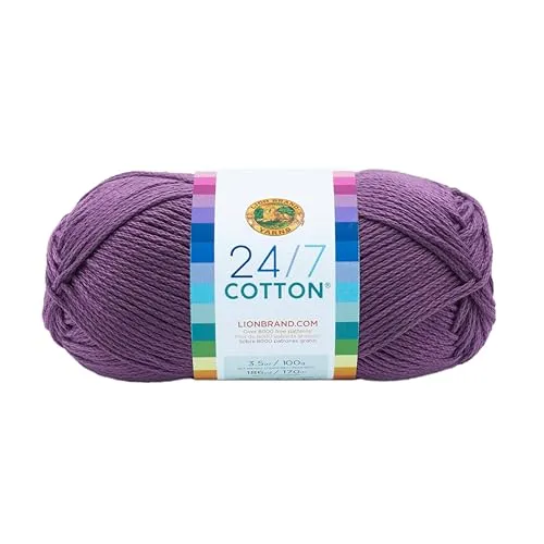 Lion Brand Company Cotton Yarn, Purple, 15.24x6.35x6.35 cm