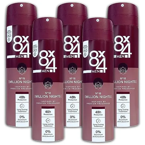 er Pack 8x4 MEN Anti-Transpirant Spray N°18 Million Nights Deospray Deo 5 x 150ml 5
