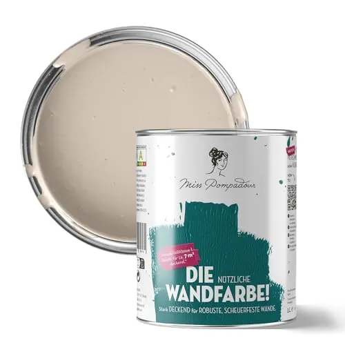 MissPompadour Abwaschbare Wandfarbe Beige mit Sand 1L