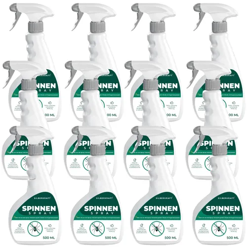SILBERKRAFT Spinnenspray mit E-Book - Effektives Spinnenspray für ein spinnenfreies Zuhause. Schützt zuverlässig vor Spinnen in Innen- und Außenbereichen. Inklusive digitalem Ratgeber mit Tipps zur Prävention. Auf Wasserbasis, hinterlässt keine Flecken.