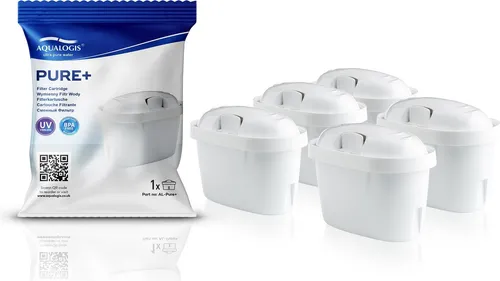 Aqualogis Pure+ 5-teiliges Ersatzfilter-Set - Kompatibel mit Brita Maxtra+, Brita Maxtra Style Marella Cool Mavea Elemaris XL Brita Fun Water Jug