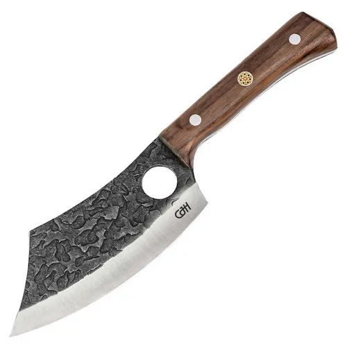 CJH Universalmesser Outdoor Kochmesser Full Tang - Taschenmesser mit 16,2 cm Klinge aus hochwertigem 14116 Stahl, ideal für Outdoor-Abenteuer und präzise Schnitte. Edler Walnussholzgriff für perfekten Halt und ansprechendes Design.