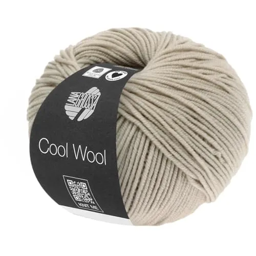 LANA GROSSA Cool Wool Uni | Extrafeine Merinowolle waschmaschinenfest und filzfrei | Handstrickgarn aus 100% Schurwolle (Merino extrafein) | 50g Wolle zum Stricken & Häkeln | 160m Garn FB 526