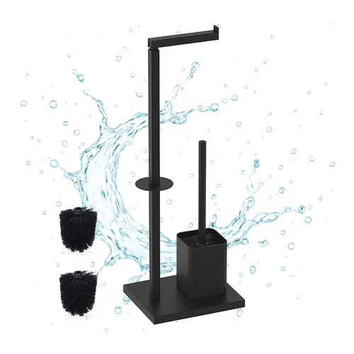 WC Garnitur mit Toilettenpapierhalter und Klobürste - Toilettenbürsten & -halter, freistehendes Set mit Ersatzbürstenkopf und modernem Design, ideal für ein stilvolles Badezimmer.