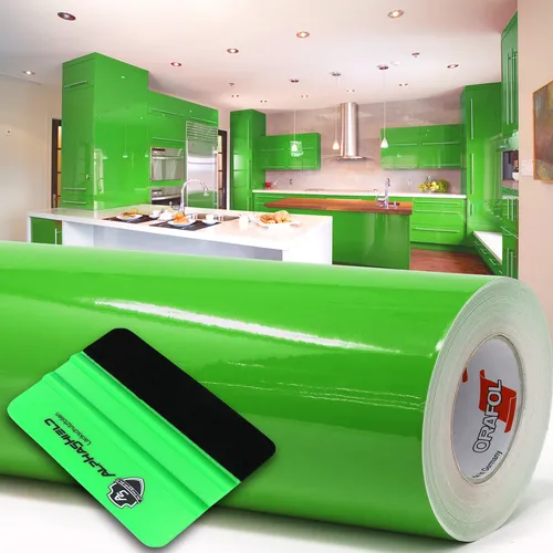 10m Oracal 621 Glanz 064 Gelbgrün Plotterfolie + Rakel Klebefolie Möbelfolie