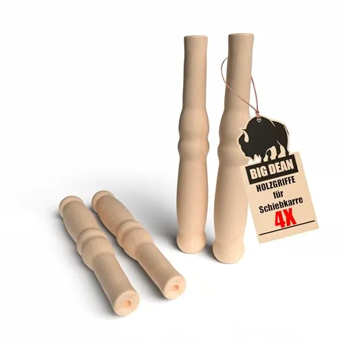 BigDean 4 XXL Holzgriffe für Schiebkarre/Schubkarre ca. 23,5 cm lang 2,5 cm Durchmesser - Hochwertig, flexibel, bereichernd - Ideal für Fast Jede Schubkarre/Sackkarre