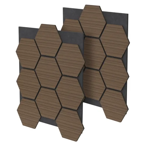 Akustikpaneele 2er Set – 1m² Hexagon Wandverkleidung Braun - Schalldämmung mit stylischen Akustikpaneelen, ideal für Wohnzimmer und Büro. Einfache Montage und hervorragende Schallabsorption in Brandschutzklasse B-s2, d0.
