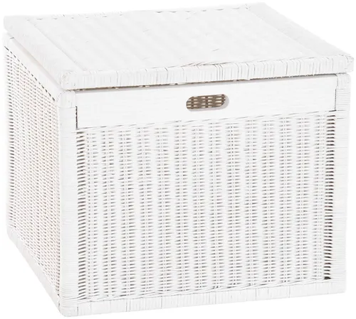 Krines Home Wäschekorb mit Deckel – Rattan geflochten in weiß von Krines Home