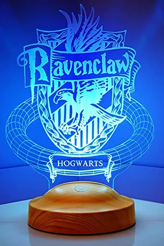 LED Nachttischlampe Ravenclaw – Harry Potter Geschenkelampe - Nachttischleuchte mit 7 Farben, ideal für Harry Potter Fans. Hochwertige Geschenkbox und einfache Bedienung mit RGB-Farben. Perfekt für Geburtstagsgeschenke!