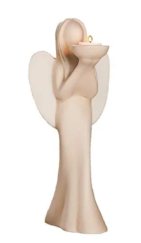 GILDE Deko Figur Engel Luciane Teelichthalter – Handgefertigte Engelsskulptur - Teelichthalter aus Keramik, Höhe 36,5 cm, ideal als romantisches Geschenk und symbolisiert Geborgenheit und Schutz.