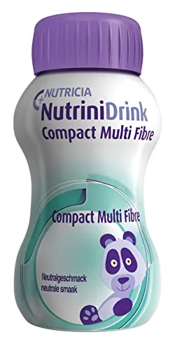 Nutrinidrink Compact Multi Fibre Neutral - Hochkalorische Trinknahrung - Trinknahrung für Kinder ab 1 Jahr, 300 kcal pro Flasche, ballaststoffreich und glutenfrei. Ideal für das Diätmanagement bei Mangelernährung.