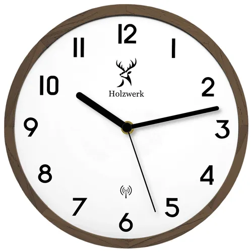 Holzwerk Funkwanduhr in braun von Holzwerk